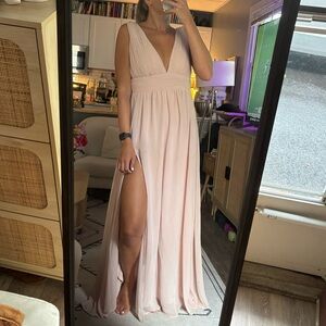 Lulu's | Size S | Blush Pink Maxi Dress with Slit